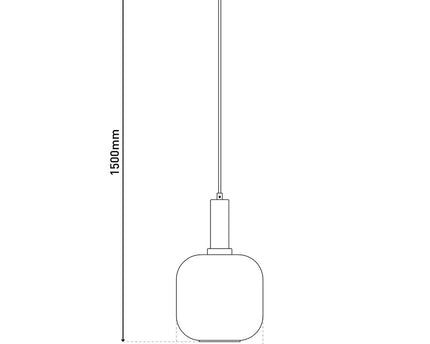 1-pendelende lamp "fumo", hanglamp gemaakt van metaal en glas in zwart, met E14-aansluiting, voor eetkamer, woonkamer, gang of kantoor, hangende lamp 150 x 20 cm