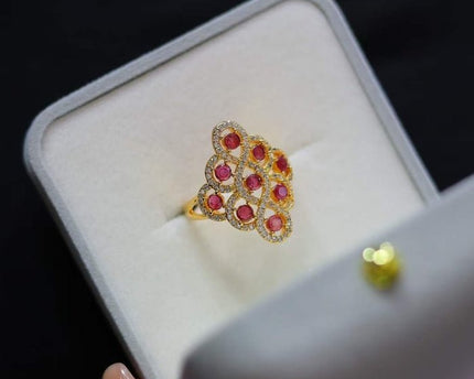 Echte Ruby Royal Frame Ring-verstelbaar