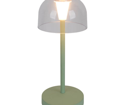 2-set LED-batterijtafellamp "Gomba" voor buiten en binnen, gemaakt van metaal en plastic in mint, 18,5 cm hoog