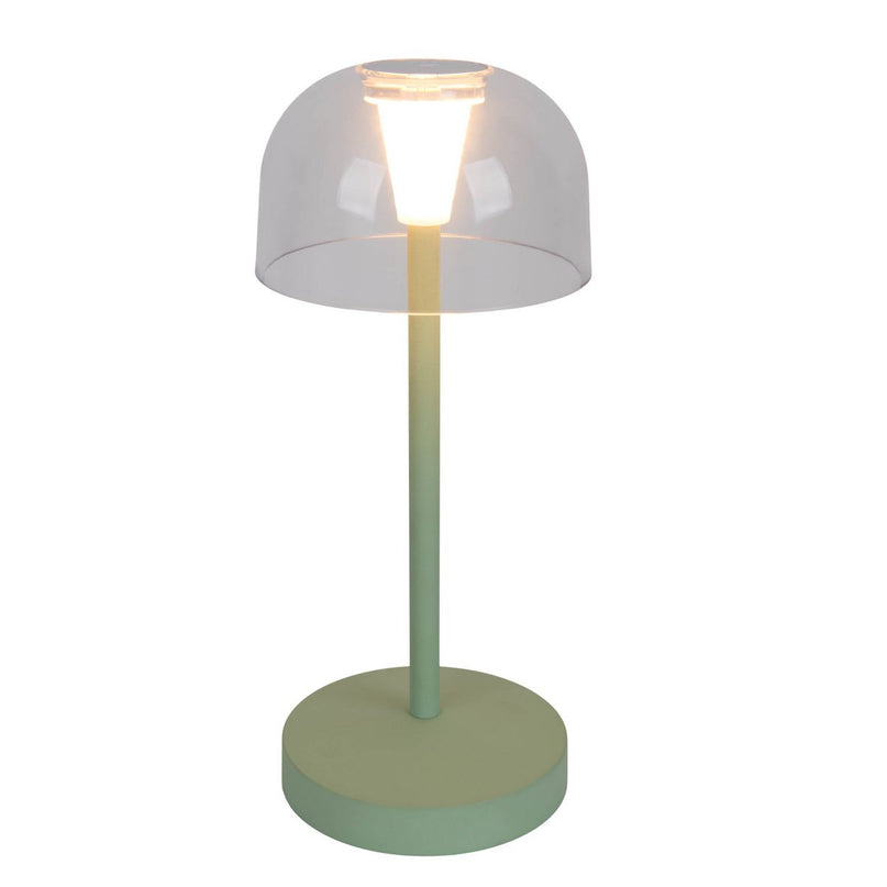 2-set LED-batterijtafellamp "Gomba" voor buiten en binnen, gemaakt van metaal en plastic in mint, 18,5 cm hoog