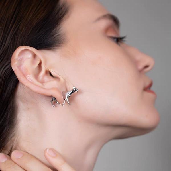 Puppy n Cat Design dubbelzijdige oorbel, één stuk