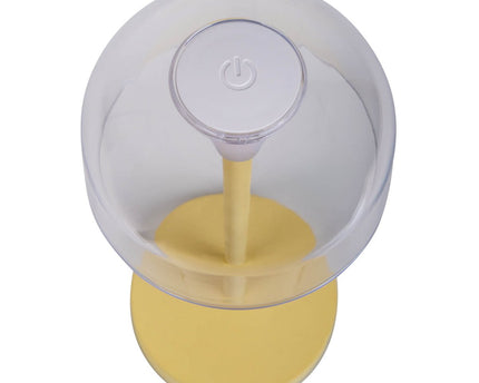 2-ex-ingestelde LED-batterijtafellamp "Gomba" voor buiten en binnen, gemaakt van metaal en plastic in geel, 18,5 cm hoog