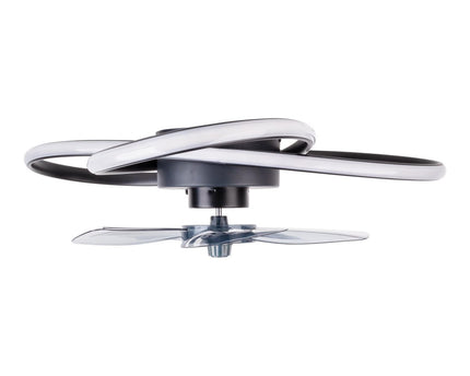 Modern LED -plafondlicht "Riccio" inclusief ventilator, nachtlichtfunctie, dim- en lichttemperatuurinstelling is uitgerust met stevig geïnstalleerde LED's en heeft een geschatte Øvon 58 cm.