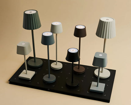 Combi Set Professional-8 X de Pijp Mini Mocha Brown oplaadbare tafellampen & 1 x Central Station draadloos laadstation met Qi-Technology-Perfect voor restaurants, gastvrijheid en hotels