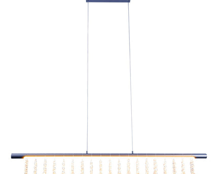 Led hanglamp "nobilis" lengte ongeveer 100 cm, gemaakt van metaal en plastic in grijs, met stevig gebouwd -in LED's, verlichting voor woonkamer, eetkamer of kantoor