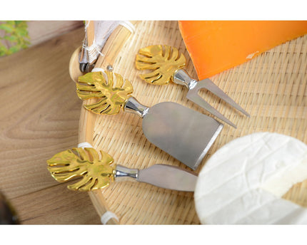 Set van 3 stuks met gouden palmbladkaas