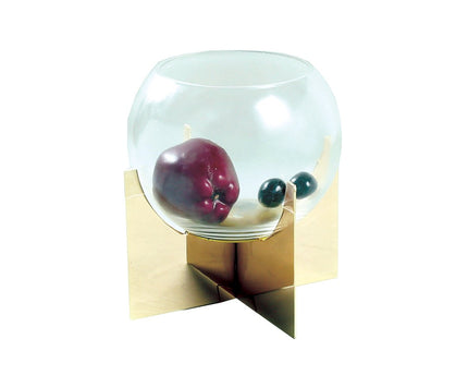 Glazen bal vaas vergulde ondersteuning H.27 cm