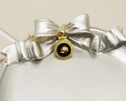 Zwart emaille Rose hanger ketting