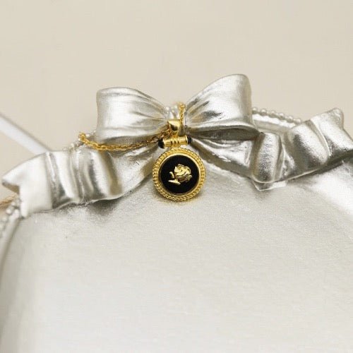 Zwart emaille Rose hanger ketting