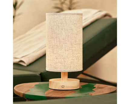 Ben lichtbruine houten donkerbruine tafellamp-oplaadbaar, dimbaar, USB-C aangedreven