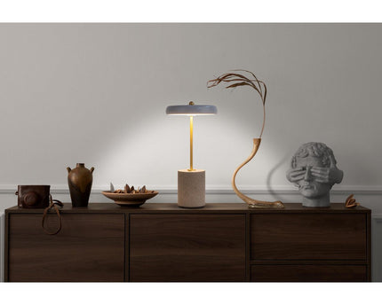 Batterijlamp "seta" grijs 30 cm hoog gemaakt van metaal en beton, met een stevig gebouwd -in LED