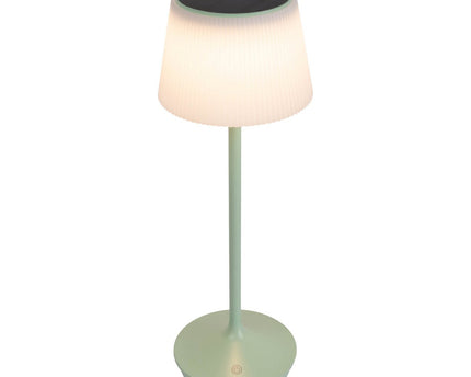 Zonne -batterijlamp "EMMI" 38 cm hoog, paraplu Ø 13 cm, metaal in mint en wit plastic, voor de buitenruimte, dimable CCT.