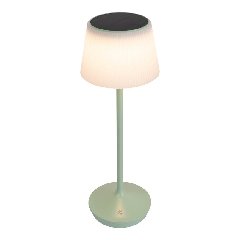 Zonne -batterijlamp "EMMI" 38 cm hoog, paraplu Ø 13 cm, metaal in mint en wit plastic, voor de buitenruimte, dimable CCT.