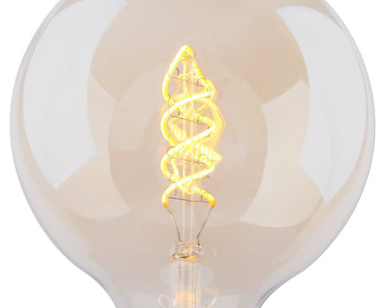 2 Set LED -lamp E27 -versie, 5 watt Ø 12,5 cm, metaal en glas, Amber