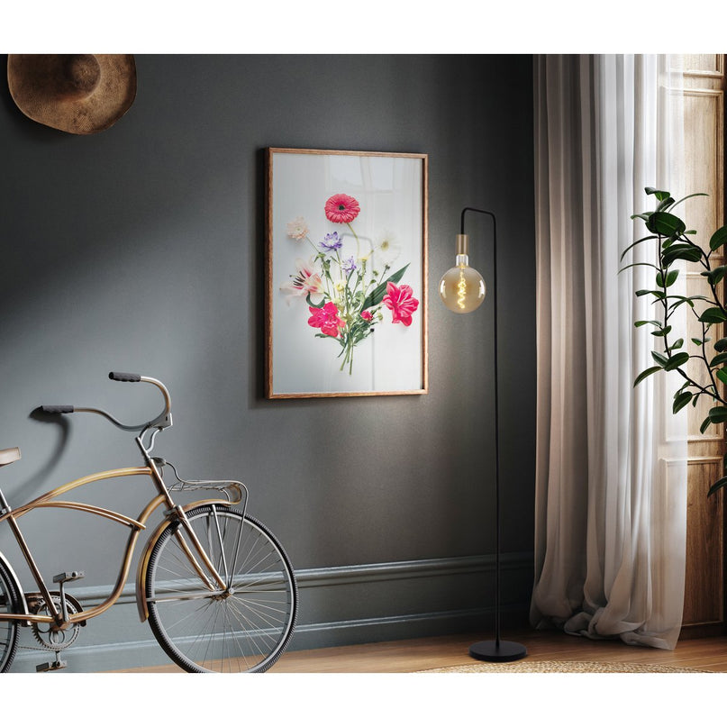 Staande lamp "Modo" gemaakt van metaal in zwarte, versies in goud, E27 -aansluiting, tafellamp voor woonkamer, eetkamer, keuken, gang, gang of kantoor, 150 High