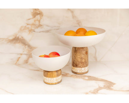 Houten witte fruit snijdt groot model 25,5x25,5x22 cm