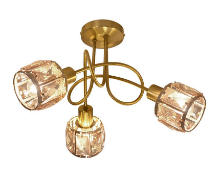 LED-plek met 3 zitplaatsen "Josefa" goud, metalen plafondlamp in goud voor woonkamer, slaapkamer, eetkamer, met E14-aansluiting, voor eetkamer, woonkamer, gang of kantoor, Ø38 cm