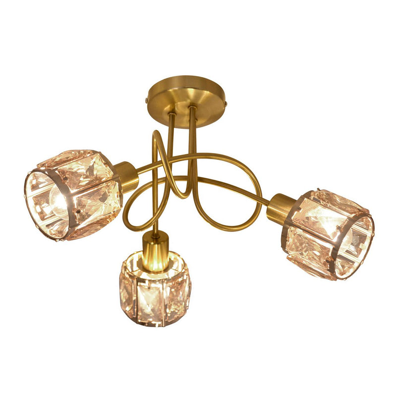 LED-plek met 3 zitplaatsen "Josefa" goud, metalen plafondlamp in goud voor woonkamer, slaapkamer, eetkamer, met E14-aansluiting, voor eetkamer, woonkamer, gang of kantoor, Ø38 cm