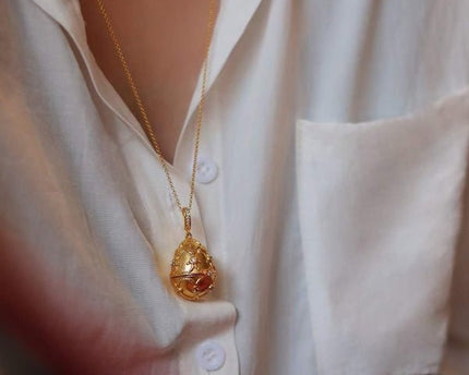 Echte Ruby Royal gouden ei medaillon hanger ketting