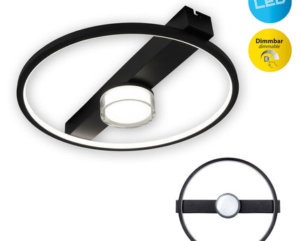 LED -plafondlicht "CIMO" gemaakt van zwart metaal en plastic, 40 cm lang, dimbaar door wandschakelaar