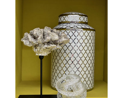Coral collectie met metalen standaard ( champagnekleur)