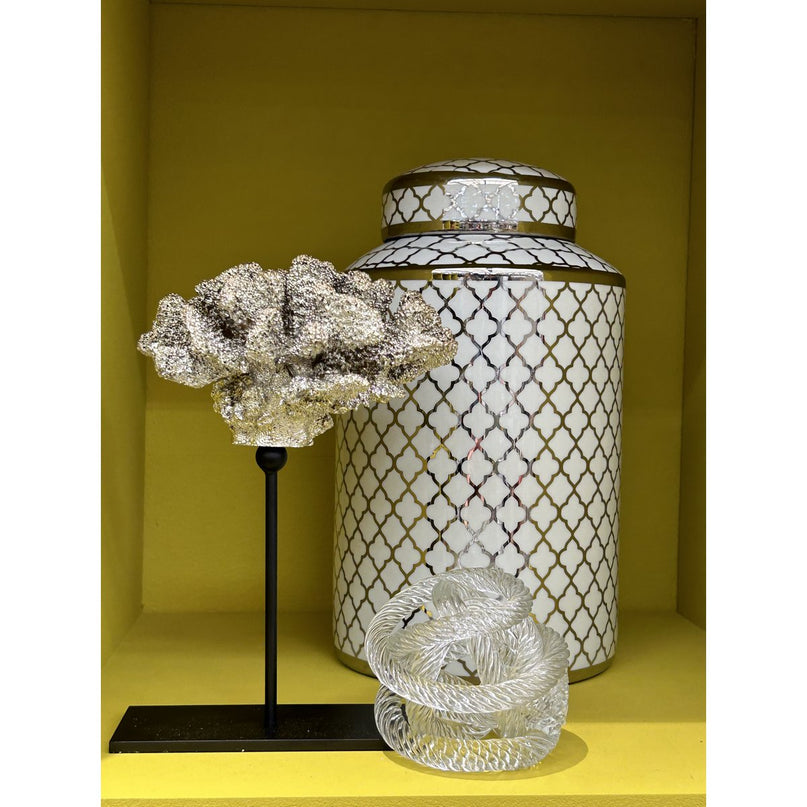 Coral collectie met metalen standaard ( champagnekleur)