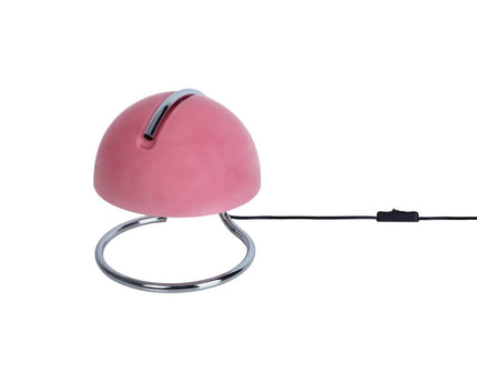 Tafellamp "Burano" roze, ca. 25 cm hoog, Ø 23,5 cm, gemaakt van chroom -gekleurd metaal en roze glas, E27.