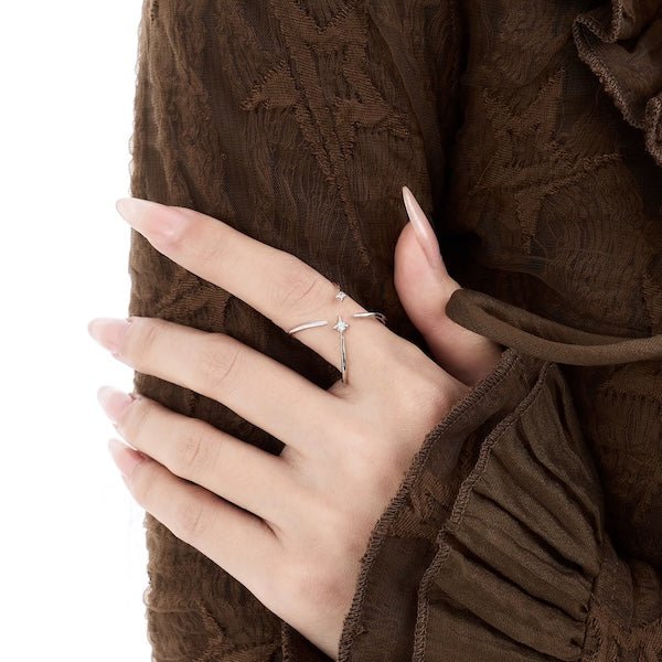 Sterling Silver Star Trace dubbelzijdige ring