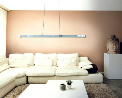LED hanglamp "balk" in totaal 18W, 100 cm lang, met stevig ingebouwde LED's, dimbaar, kleurtemperatuur verstelbaar, voor eetkamer en kantoor