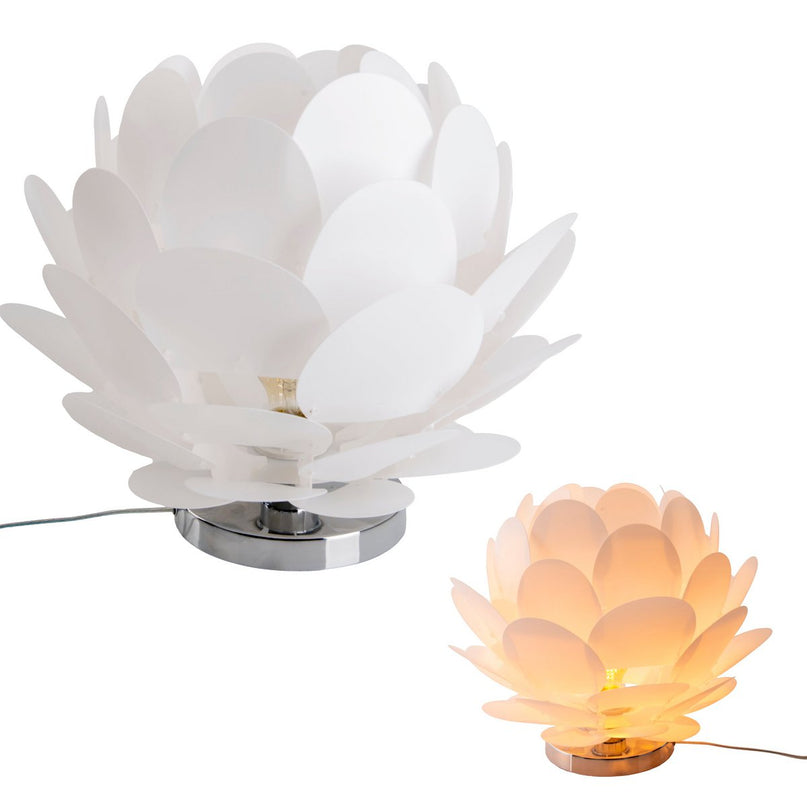 Tafellamp "fora" gemaakt van metaal en wit plastic, E27 -aansluiting, verlichting voor woonkamer, eetkamer en nachtkastje, Ø41 cm