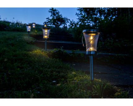 8 Set LED-decoratie Solar Light, voor buiten, gemaakt van metaal en plastic in stalen blanke, geïntegreerde LED