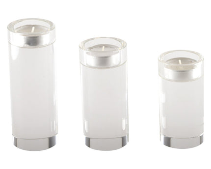 HOGE RONDE GLAZEN KAARSHOUDER H. 10 CM