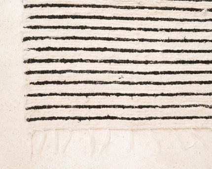 Klein katoenen vloerkleed – gestreept loper – boho vloerkleed zwart wit – zachte bedmat – handgeweven rechthoekig vloerkleed 70x50 cm UNTUK