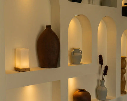 Zayn lichtbruine houten oplaadbare lamp L Dimmable & draadloze en goede batterij