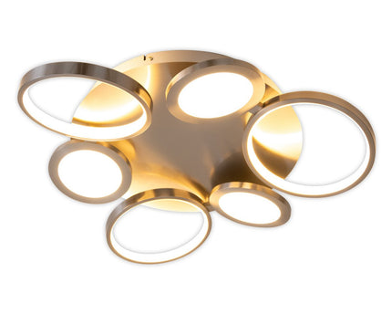 LED-plafondlicht "Stelari" Ø 56 cm, gemaakt van metaal in stalen blank en wit plastic, met stevig ingebouwde LED's, plafondlamp voor woonkamers of kantoor