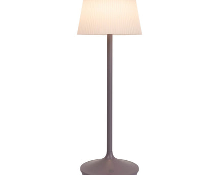 Zonne -batterijlamp "EMMI" 38 cm hoog, paraplu Ø 13 cm, metaal in bramen en wit plastic, voor de buitenruimte, dimable CCT.