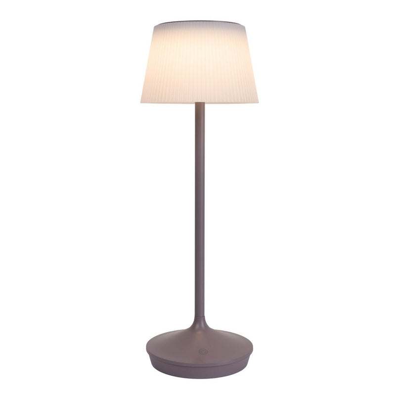 Zonne -batterijlamp "EMMI" 38 cm hoog, paraplu Ø 13 cm, metaal in bramen en wit plastic, voor de buitenruimte, dimable CCT.