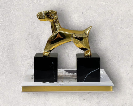 A Modernist Art Deco Chrome Terrier Statues  Puppy Bookend (one pcs))