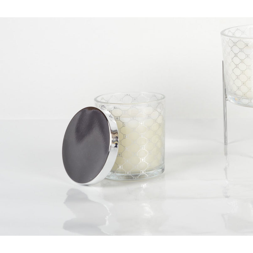Silver Musk -kaars met dekking 7,8x8,2 cm