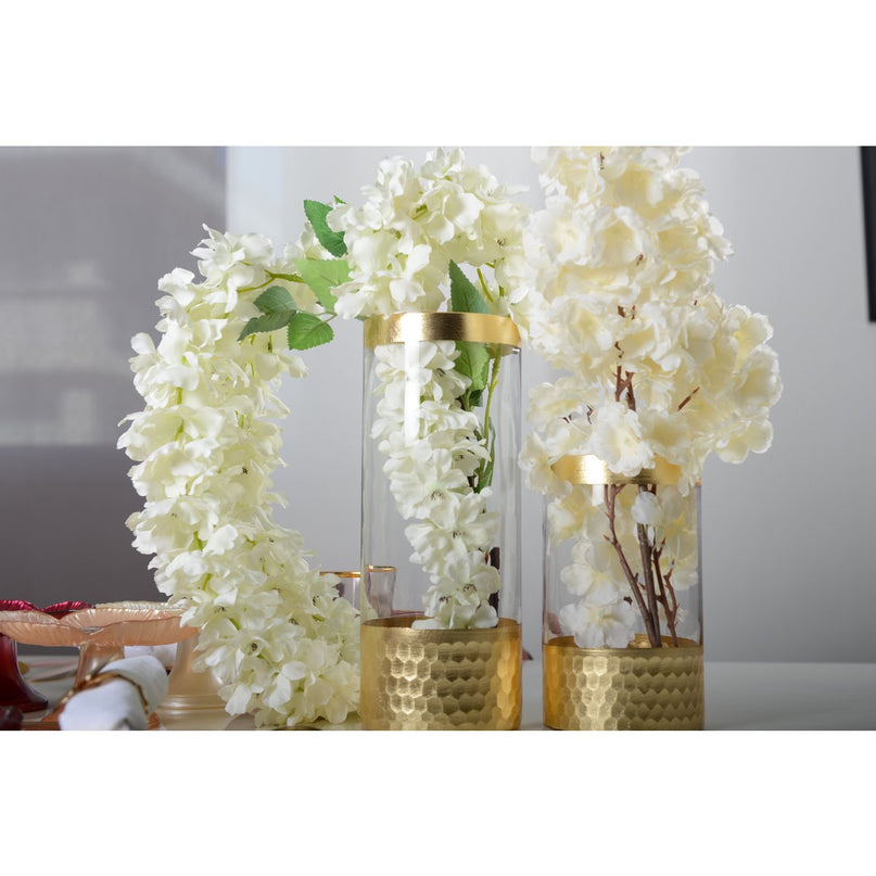 Transparante en gouden vaas H20cm