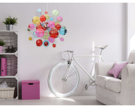 Hanger lamp "explosie" gekleurd gemaakt van metaal en glas, G9 -versies, hangende lamp voor eetkamer, woonkamer, hal of kantoor, Øca. 65 cm