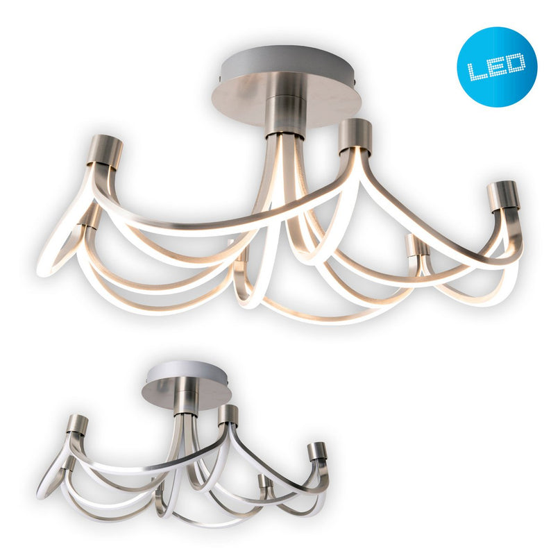 LED -plafondlamp "festival" Ø 60 cm, metalen nikkel mat en plastic, stevig gebouwd -in LED's, verlichting voor woonkamer, eetkamer, kantoor of gang