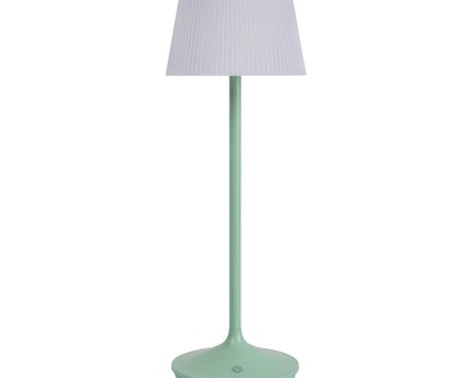 Zonne -batterijlamp "EMMI" 38 cm hoog, paraplu Ø 13 cm, metaal in mint en wit plastic, voor de buitenruimte, dimable CCT.