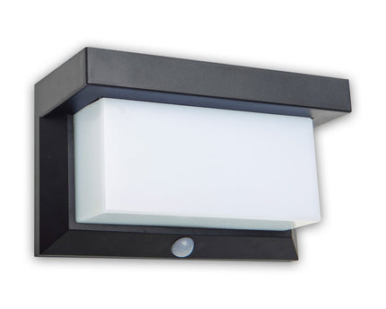 LED Solar Buitenwandlamp met bewegingsdetector, voor buiten, wandlamp - Plastic in zwart, met geïntegreerde LED