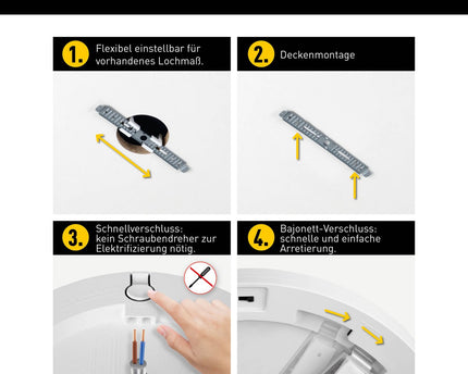 LED -plafondlamp "bonus", functie, metalen plafondlamp en plastic, ringen in chroom en wit kunnen worden gewijzigd, met stevig ingebouwde LED's, 22,5 cm diameter