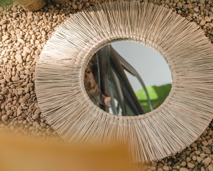 Wandspiegel van Zeegras Rond met 60 cm Diameter RIMBA