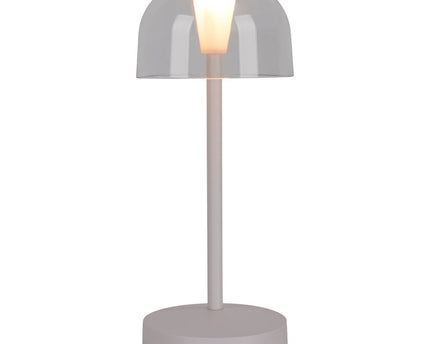 2 Set LED Battery Table Light "Gomba" voor buiten en binnen, gemaakt van metaal en plastic in wit, 18,5 cm hoog