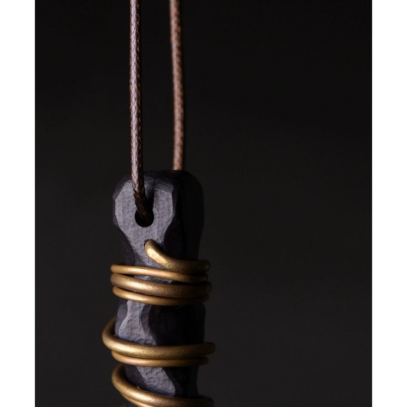 Zwarte sandaalhout bronzen lijn hanger