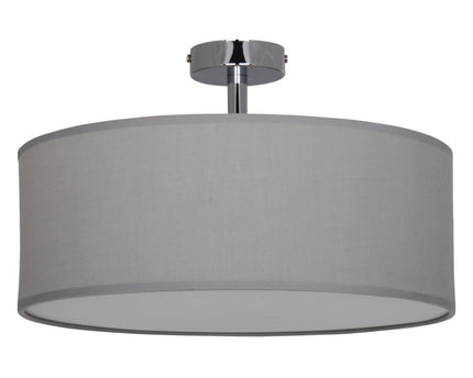 Textielplafondlamp "New York", klassieke plafondlamp met tekstbladen in grijs, met E27 -aansluiting, plafondlicht 40 cm in diameter, geschikt voor de hele woonruimte