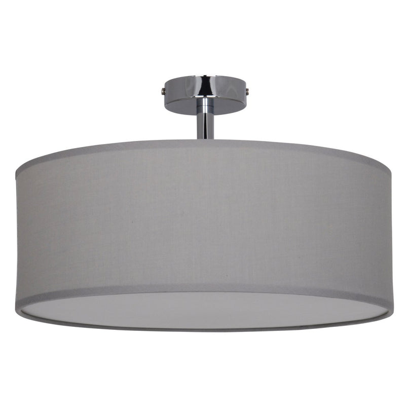 Textielplafondlamp "New York", klassieke plafondlamp met tekstbladen in grijs, met E27 -aansluiting, plafondlicht 40 cm in diameter, geschikt voor de hele woonruimte